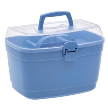 Imagem de Caixa Maleta Multiuso Organizadora Manicure Maquiagem Box, Tamanho G - Paramount (Azul)