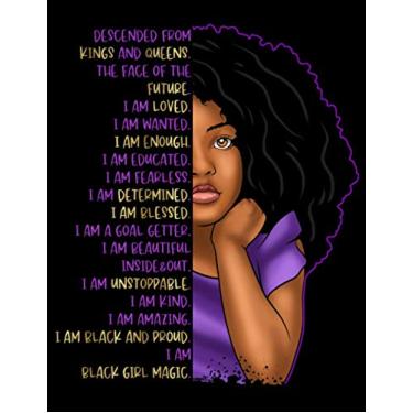 Imagem de I Am Black Girl Magic: Composition Notebook School Journal for Beautiful Black & Brown Girls, Long Curly Hair, Purple