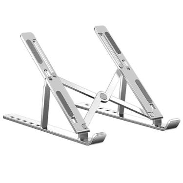 Imagem de Suporte para Notebook de Aluminio Ajustável Dobrável Portatil Metal Resistente Reforçado altura regulavel compativel ate 15.6 polegadas Regulavel Ergonomico AlphaDomus