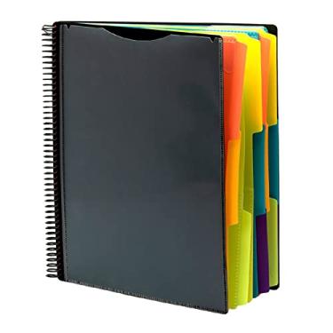 Imagem de Pasta de arquivo expansível, 24 bolsos, projeto espiral, pasta de notebook, organizador de arquivo, capa personalizável, bolsa de pvc, tamanho a4, desktop