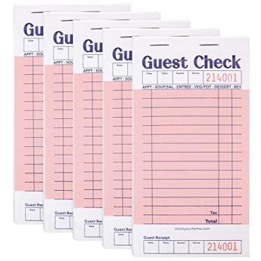 Imagem de Stock Your Home Pink Guest Check Books para servidores (pacote com 5) blocos de notas de servidor, talão de cheques de garçom, livro de recibos de alimentos, bloco de pedidos de restaurante, cheques de papel, acessórios de garçonete, total de 250 ingressos
