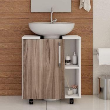 Imagem de Gabinete de Coluna 1 Porta Sara Yescasa Branco Chess/Nogal