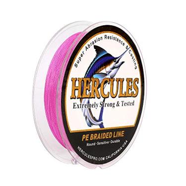 Imagem de Hercules Linha de pesca trançada super forte 4 fios super econômico de 1,8 kg a 2,3 kg Teste para água salgada, 109/328 / 547/1094 jardas (100 m / 300 m / 500 m / 1000 m), Diam# 0,08 mm - 0,55 mm rosa, 40LB(18.1KG)-0.32MM-328YDS(300M)