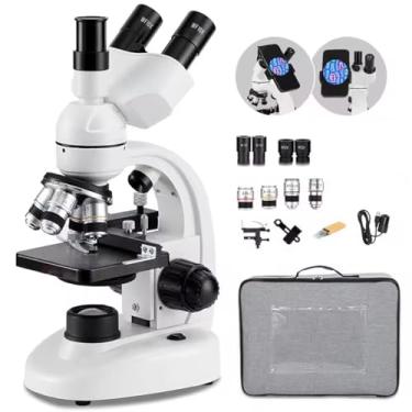 Imagem de Microscópio de luz binocular 30000x/50000x/70000x microscópio de laboratório biológico para estudantes, lentes revestidas EBC atualizadas, com bolsa de presente para experimento