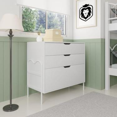 Imagem de Cômoda Moderna 3 Gavetas 94x79cm Oasis Branco/branco
