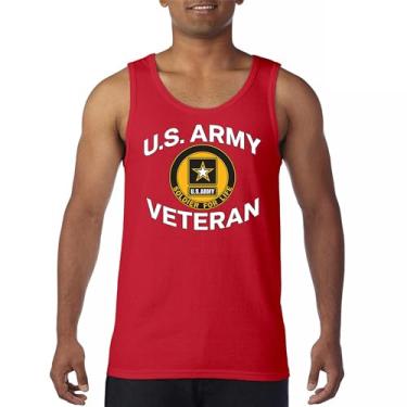 Imagem de Camiseta regata US Army Veteran Soldier for Life Military Pride DD 214 Patriotic Armed Forces Gear Licenciada, Vermelho, 3G