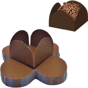 Imagem de Forminhas 4 Pétalas Para Doces Finos Brigadeiros Festas Aniversários Casamentos Chás de Bebê N7 17 Cores (200, Marrom)