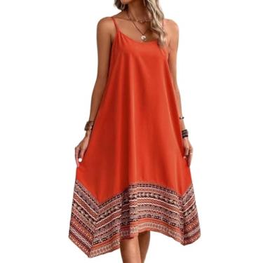 Imagem de Camisa Feminina Asymmetrical Hem Cami Dress (Color : Orange, Size : XL)