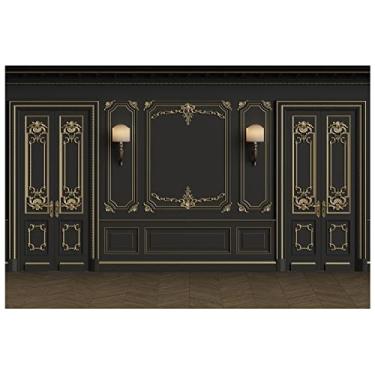 Imagem de SADFA Pano de fundo de parede interior clássico de 3 x 2,4 m moldura europeia moldura artística de fundo artístico para cenas de festa de evento de casamento retrato de família adereços de cabine de fotos papel de parede