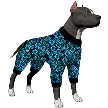 Imagem de LovinPet Macacão de cachorro grande para homens - Body para cães grandes, tecido elástico, macacão de cachorro com estampa floral, camiseta de proteção UV, fácil de usar, pijama de cachorro com 4