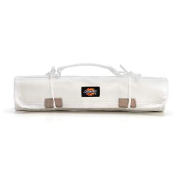 Imagem de Dickies Rolo organizador de pincéis pequenos/ferramentas para pintores, 16 bolsos de pincel, estrutura de lona durável, 34,3 cm x 32,4 cm. Desenrolado, branco