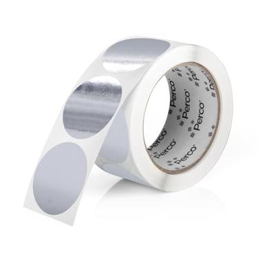 Imagem de Perco Etiquetas adesivas redondas prateadas de 5 cm com adesivo permanente para convites de casamento - 500 etiquetas por rolo - Cores vibrantes, forte adesão - Feito nos EUA