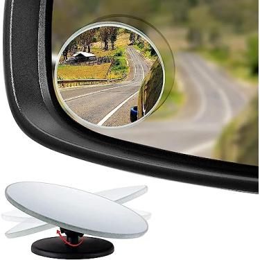 Imagem de Verivue Espelhos de ponto cego redondos de 5 cm para carros, ajuste universal, grande angular convexo HD, espelho lateral sem moldura, espelho de ponto cego ajustável para espelhos laterais de carro,