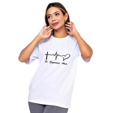 Imagem de Camiseta Tshirt Bordada Evangelica Cristã Fe Amor Esperança - Boutique