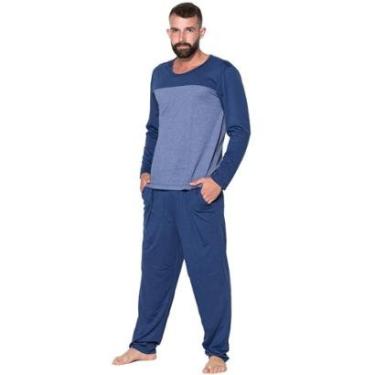 Imagem de Pijama Masculino Bicolor Inverno Vekyo Calça Comprida Blusa Manga Longa Roupa De Dormir Linha Noite-Masculino
