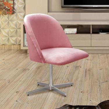 Imagem de Poltrona Decorativa Gaia Giratória Metal para Sala, Quarto, Recepção Rose