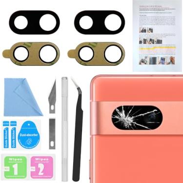 Imagem de 2 peças para substituição de vidro de lente traseira da câmera traseira ASDAWN para Google Pixel 7a com adesivo pré-instalado, kit de vidro de lente de câmera traseira Pixel 7a de 6,1 polegadas com