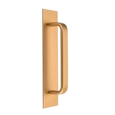Imagem de Puxador da porta deslizante Puxador da porta do banheiro anti-fogo Placa de puxar da porta de alumínio para proteção contra incêndio Puxador da porta do banheiro sem desbotamento, dourado fosco