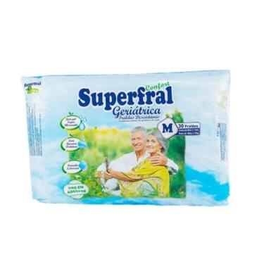 Imagem de Fralda Geriátrica Descartável c/Gel Super Absorvente Tamanho M - Pacote 30 Unidades (SUPERFRAL)