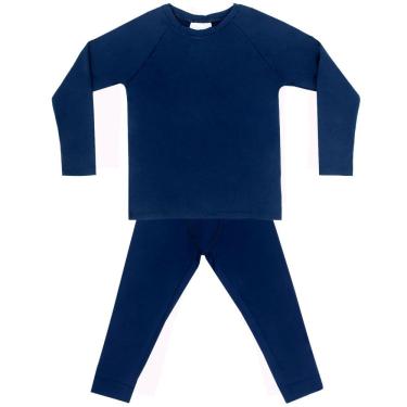 Imagem de Pijama Térmico Infantil Camiseta e Ceroula Energy Thermo Dry Marinho Everly