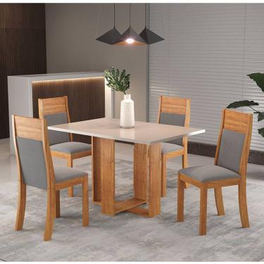 Imagem de Mesa de Jantar Retangular Agnes Com 4 Cadeiras Roma Cobre/Blonde/Cinza - Casa Giulia