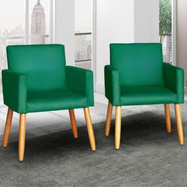 Imagem de Kit 2 Cadeira Decorativa para Sala de estar Cadeiras para Recepção Manicure Escritório Sala De Espera (VERDE)