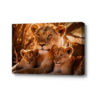 Imagem de Genérico - Quadro Decorativo Leoa 2 Filhotes. 90 x 60 cm