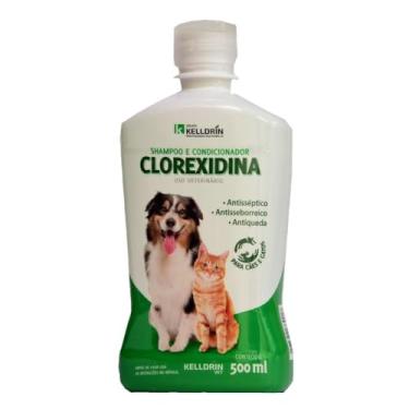 Imagem de Shampoo Kelldrin Clorexidina 500ml para Cachorro e Gato com Aroma Agradável, Tratamento de Problemas de Pele e Limpeza Profunda