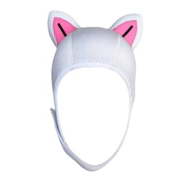 Imagem de Amagogo Orelhas de gato mergulho capuz boné de surf neoprene wetsuit capuz confortável chapéu de surf para canoa inverno esportes aquáticos caiaque, Branco Rosa PretoLine