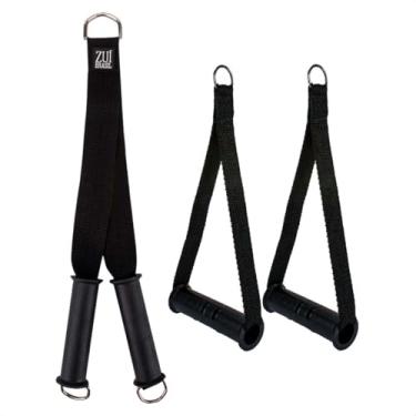 Imagem de Puxador De Mão Cross Over + Puxador Fita Para Tríceps - Kit Cross Over Puxador Tríceps Corda Musculação - Puxador Academia, Puxador Cross Over - Polia CrossOver