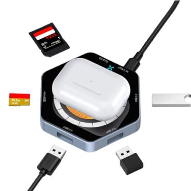 Imagem de Estação de ancoragem USB C Hub 6 em 1, multiportas, adaptador USB C para USB, hub USB, leitor de cartão SD, hub de carregamento, compatível com MacBook, celular, mouse, teclado, pen drive e pen drive