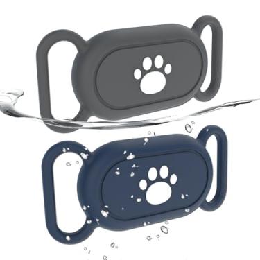 Imagem de Pacote com 2 suportes de coleira de cachorro à prova d'água compatível com Samsung Galaxy SmartTag2, suporte de silicone para rastreador GPS para Smart Tag2, capa antiperda de coleira Tag2 Paw (azul