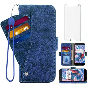 Imagem de Asuwish Compatível com OnePlus 3 3T A3000 capa carteira de vidro temperado protetor de tela suporte de cartão suporte capa de telefone de couro para OnePlus3 OnePlus3T 1 One Plus T 1plus T3 1+ 1+3T