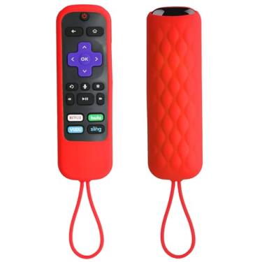 Imagem de TOKERSE Capa de controle remoto para Roku - Capa de silicone compatível com TCL Roku Voice Remote, Express, Premiere, Streaming Stick, alça e cordão - Vermelho
