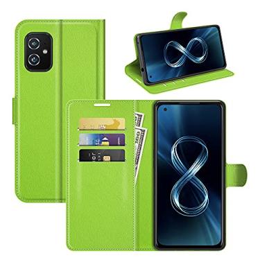 Imagem de Capa para Asus Zenfone 8 ZS590KS, com suporte para cartão de couro PU + [capa de TPU] [suporte] [compartimentos para cartão] capa fólio magnética para Asus Zenfone 8 ZS590KS (verde)