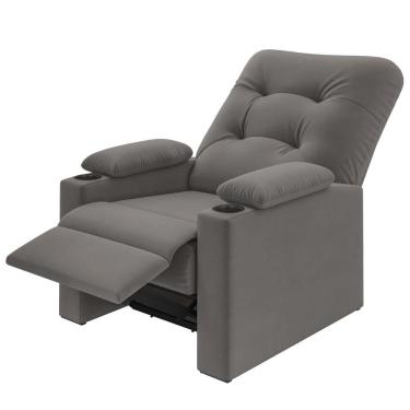 Imagem de Poltrona do Papai Reclinável para Sala Besthouse Coimbra Veludo Cinza