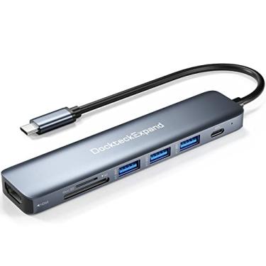 Imagem de Hub USB C, adaptador multiportas USB-C DockteckExpand 7 em 1 com HDMI 4K, entrega de energia de 100 W, 3 portas USB 3.0, leitor de cartão SD/TF, para MacBook Pro/Air, iMac, iPad Pro, Surface Pro 7/8,