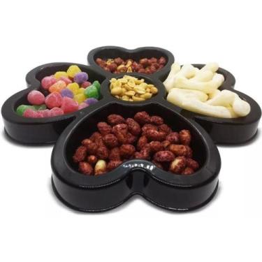 Imagem de Petisqueira C/ 5 Divisórias Fondue Petisco Aperitivo Preto - Keita
