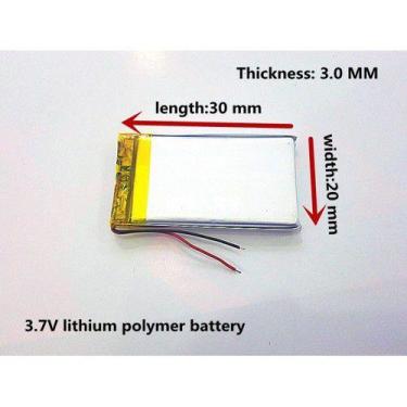 Imagem de Bateria 3.7v 200 Mah 3mm X 20mm X 30mm  2 Fios - KMIG