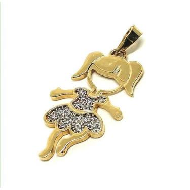 Imagem de Pingente de ouro 18k Filha com Pedras - Elegancy Joias