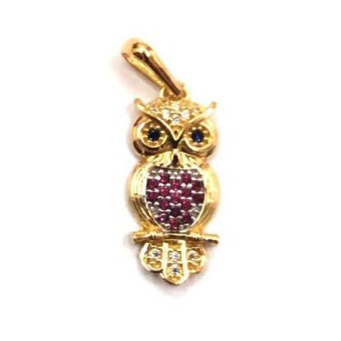 Imagem de Pingente Coruja com Zircônias em ouro 18K - Elegancy Joias