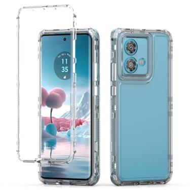 Imagem de Ueokeird Capa para Motorola Edge 40 Neo, capa protetora de 3 camadas transparente resistente para celular Motorola Edge 40 Neo 5G transparente
