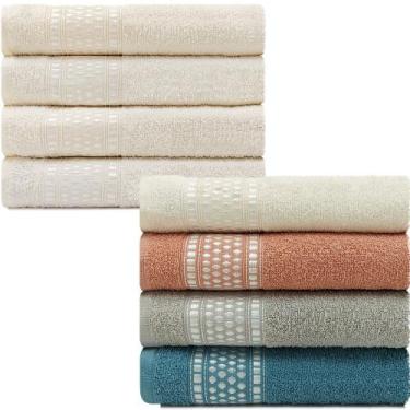 Imagem de Jogo de Toalha 4 peças Banho Algodão Nara Atlântica - Emcompre - Atlan