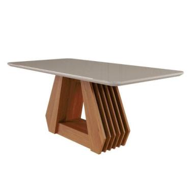 Imagem de Mesa De Jantar Retangular 90X180Cm Tampo Mdf/Vidro Agata Cimol Cinamom