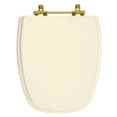 Imagem de Assento Sanitario Monte Carlo Creme Para Vaso Deca Com Ferragem Dourad