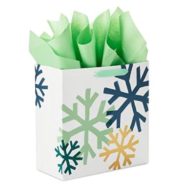 Imagem de Hallmark Bolsa de presente de Natal com papel de seda, 130, azul marinho, verde menta, dourado