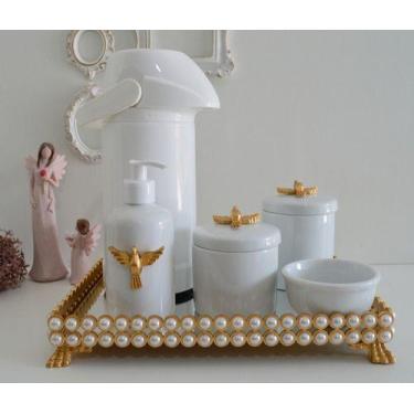 Imagem de Kit Higiene Bebe Porcelana Pote Gel Algodao Cotonete Termica - Ciranda