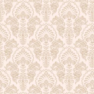 Imagem de Papel de Parede Autocolante Vinil Arabesco Mix Bege Fundo Palha - Deco