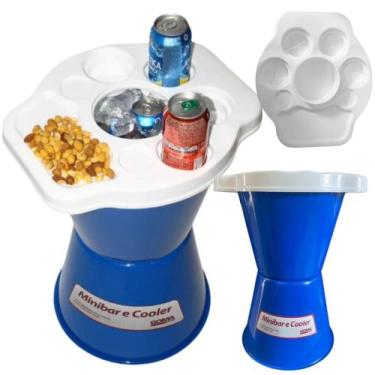 Imagem de Cooler Mini Bar para Bebidas com Tampa Petisqueira em Plastico Azul  G