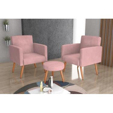 Imagem de Kit 2 Poltronas + Puff Dallas Turkey Rosa F447 - Matrix - LM DECOR